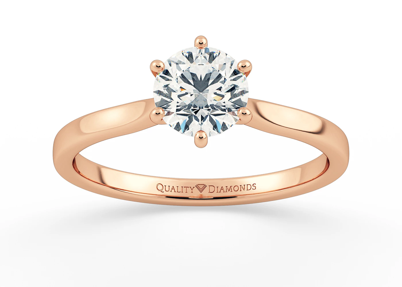 Six Claw Round Brilliant Beau Diamond Ring in 9K Rose Gold