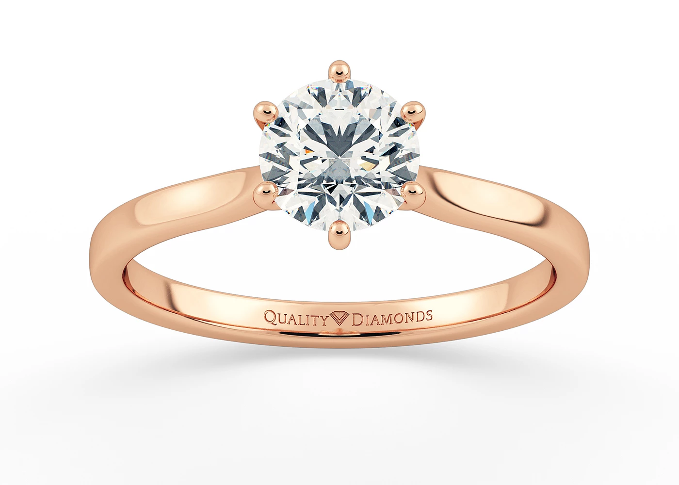 Six Claw Round Brilliant Beau Diamond Ring in 18K Rose Gold