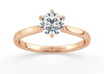 Six Claw Round Brilliant Beau Diamond Ring in 18K Rose Gold
