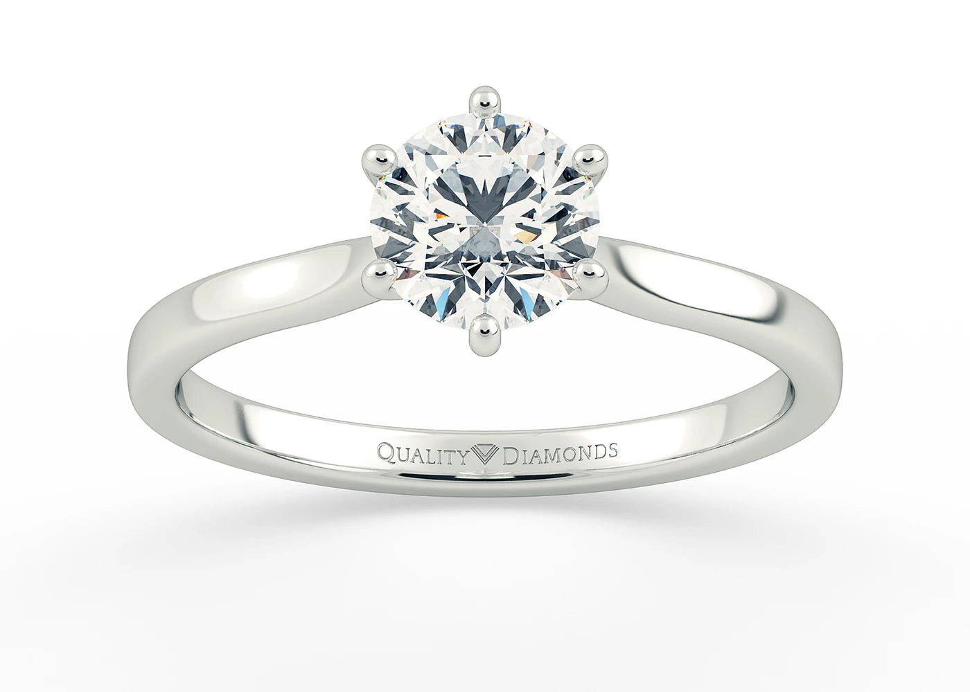 Six Claw Round Brilliant Beau Diamond Ring in Platinum