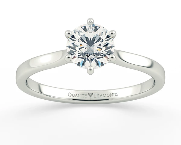 Six Claw Round Brilliant Beau Diamond Ring in Platinum