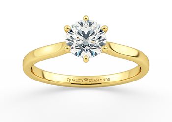 Six Claw Round Brilliant Beau Diamond Ring in 18K Yellow Gold