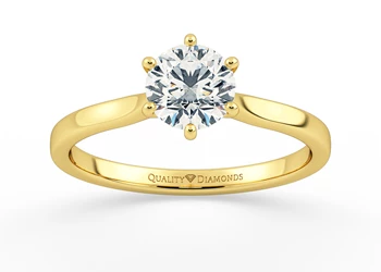 Six Claw Round Brilliant Beau Diamond Ring in 18K Yellow Gold