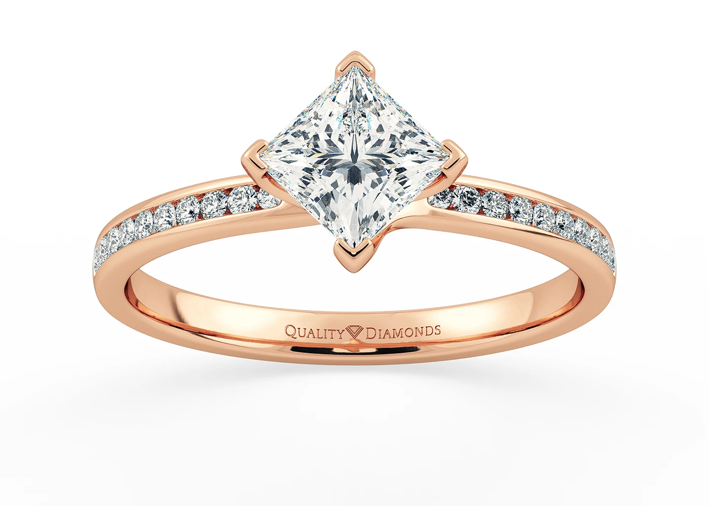 Diamond Set Princess Abbraccio Diamond Ring in 18K Rose Gold