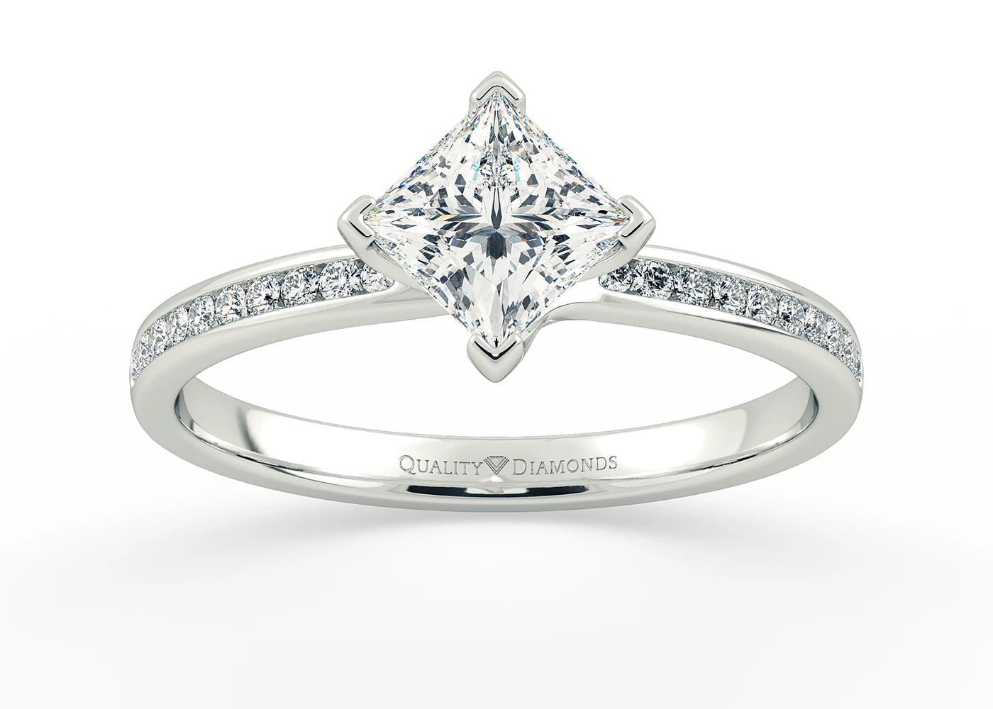Diamond Set Princess Abbraccio Diamond Ring in 9K White Gold