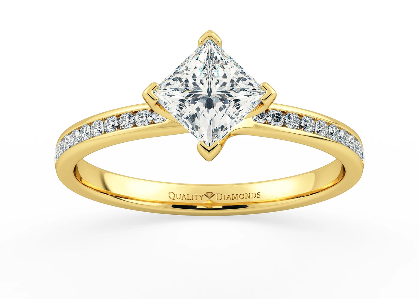 Diamond Set Princess Abbraccio Diamond Ring in 9K Yellow Gold