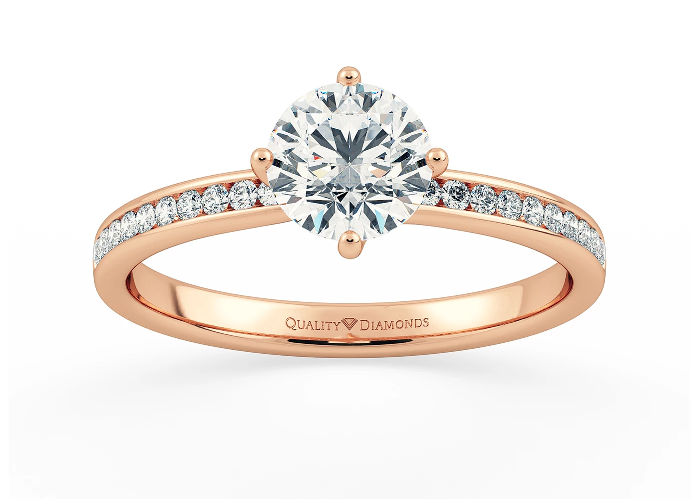 Diamond Set Round Brilliant Abbraccio Diamond Ring in 18K Rose Gold