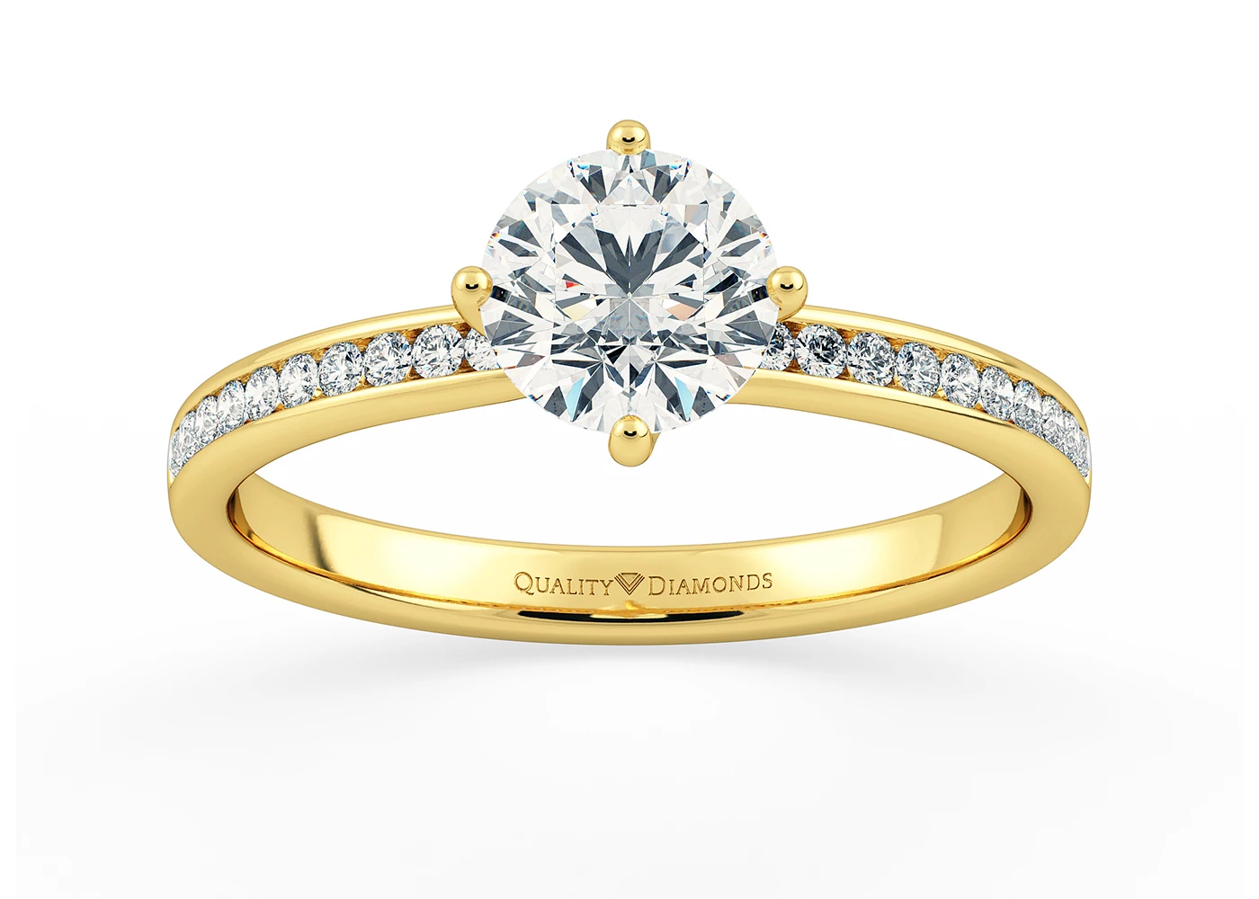Diamond Set Round Brilliant Abbraccio Diamond Ring in 18K Yellow Gold