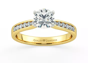 Diamond Set Round Brilliant Ahava Diamond Ring in 18K Yellow Gold