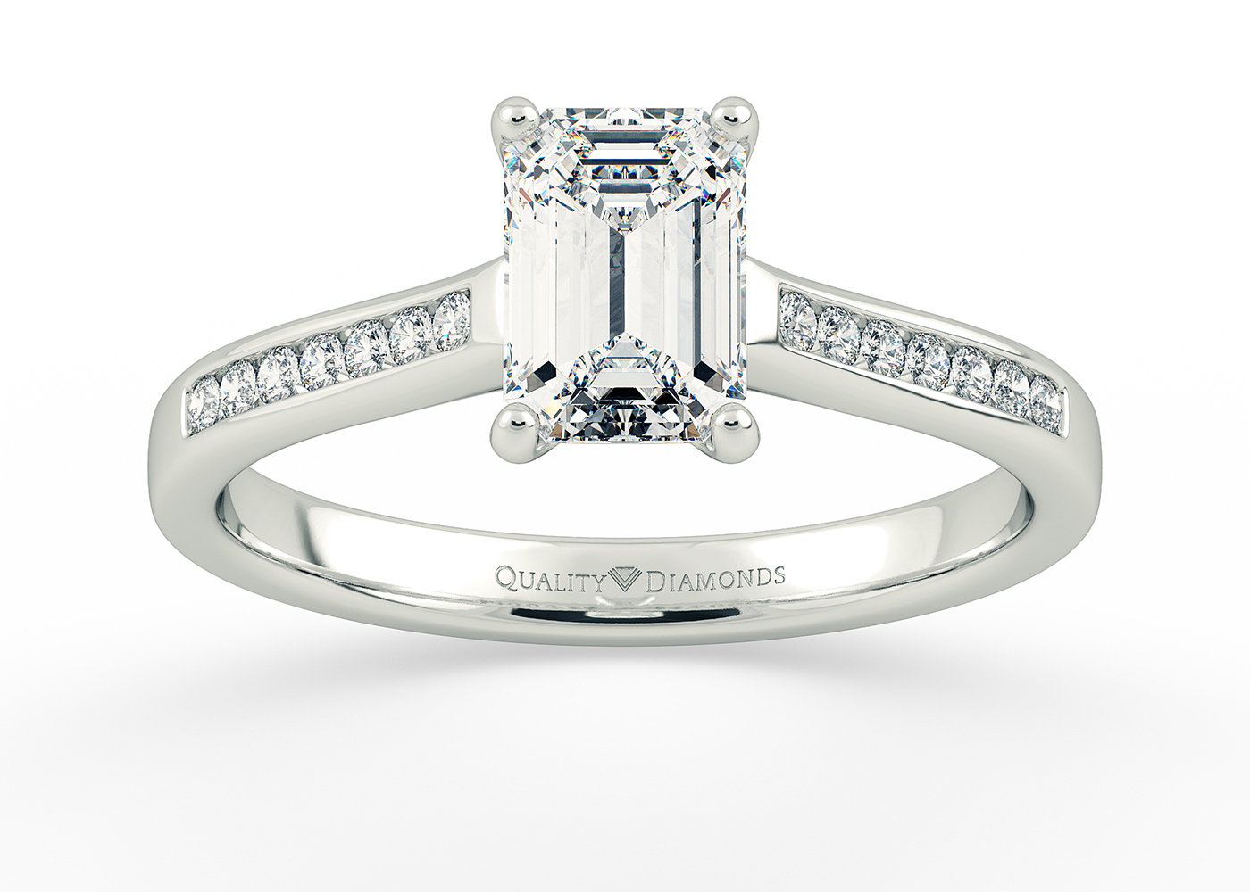 Diamond Set Emerald Nara Diamond Ring in Platinum