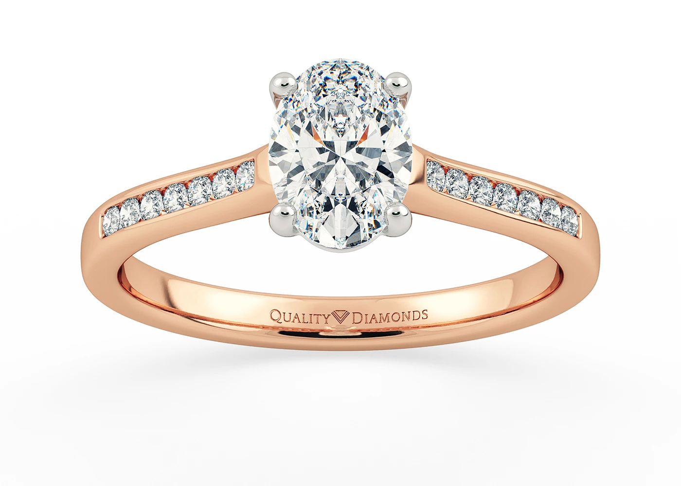 Diamond Set Oval Nara Diamond Ring in 18K Rose Gold