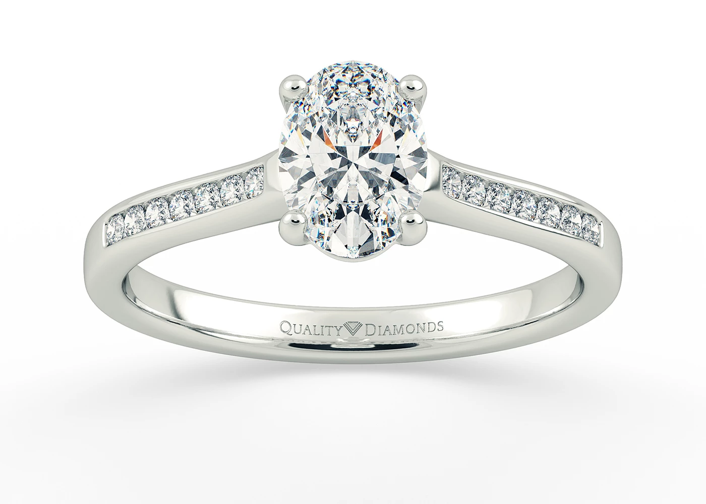 Diamond Set Oval Nara Diamond Ring in Palladium