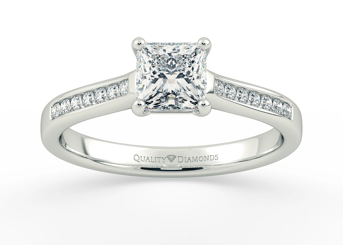 Diamond Set Princess Nara Diamond Ring in 9K White Gold