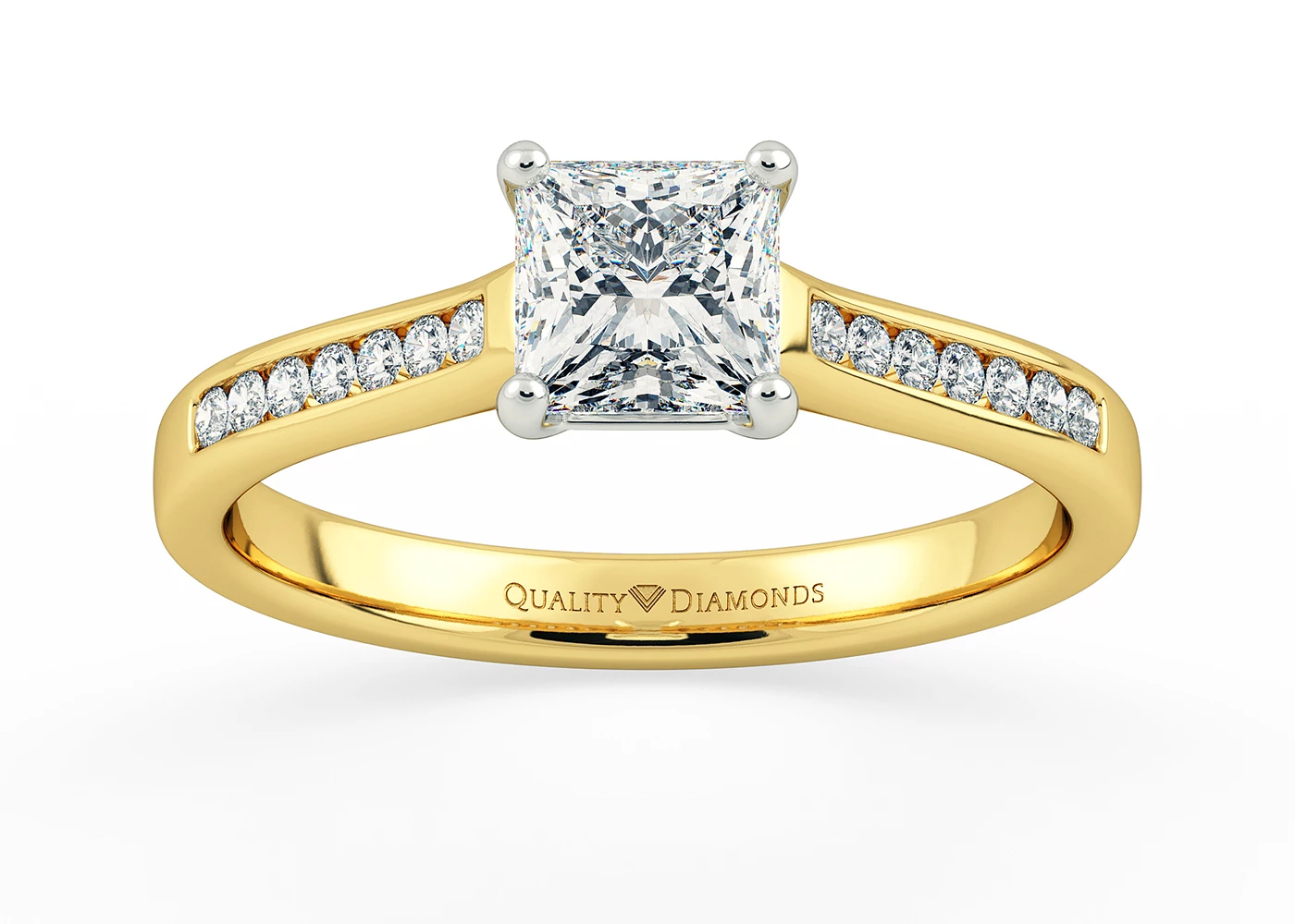 Diamond Set Princess Nara Diamond Ring in 9K Yellow Gold