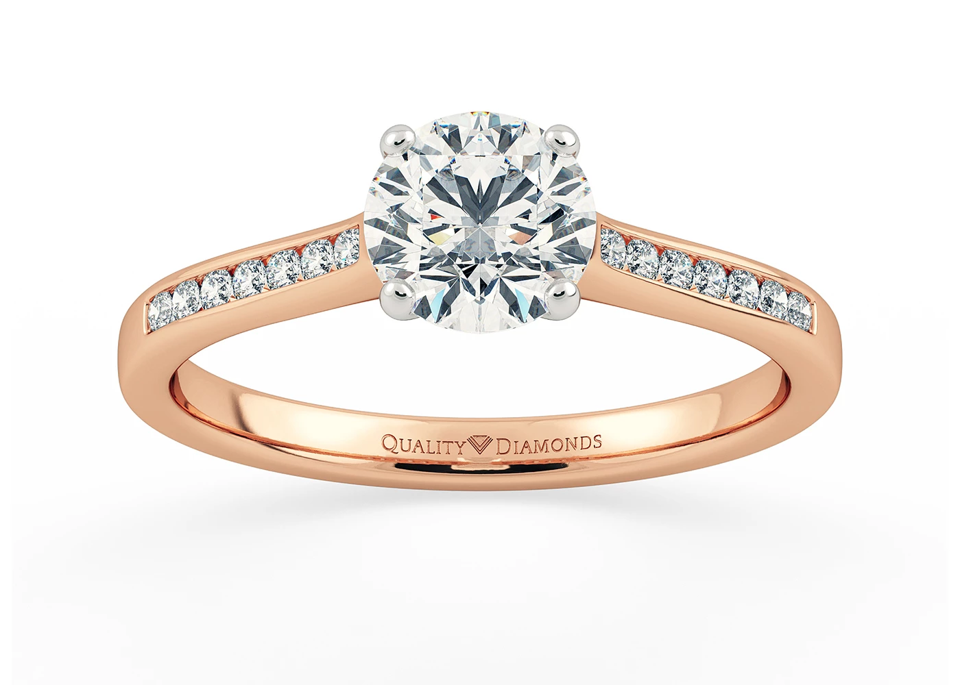 Diamond Set Round Brilliant Nara Diamond Ring in 18K Rose Gold