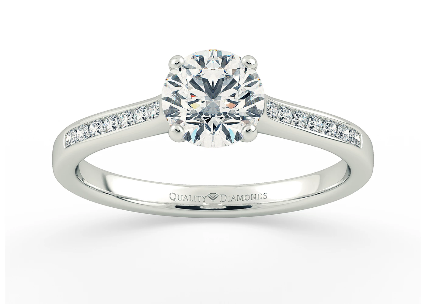 Diamond Set Round Brilliant Nara Diamond Ring in Palladium