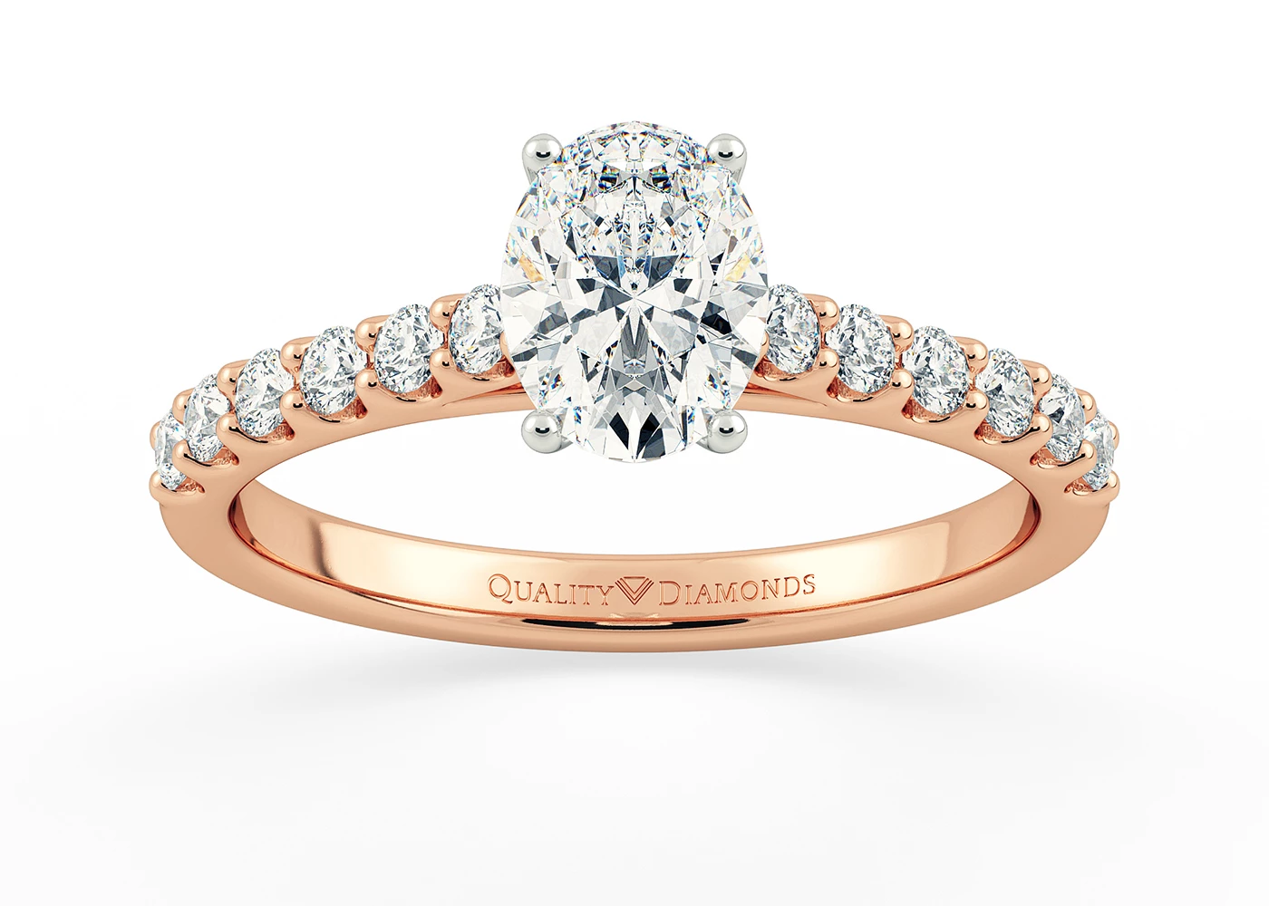 Diamond Set Oval Milena Diamond Ring in 18K Rose Gold