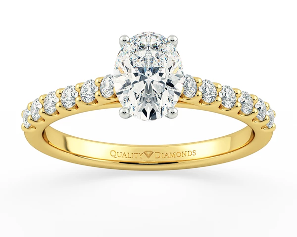 Diamond Set Oval Milena Diamond Ring in 18K Yellow Gold