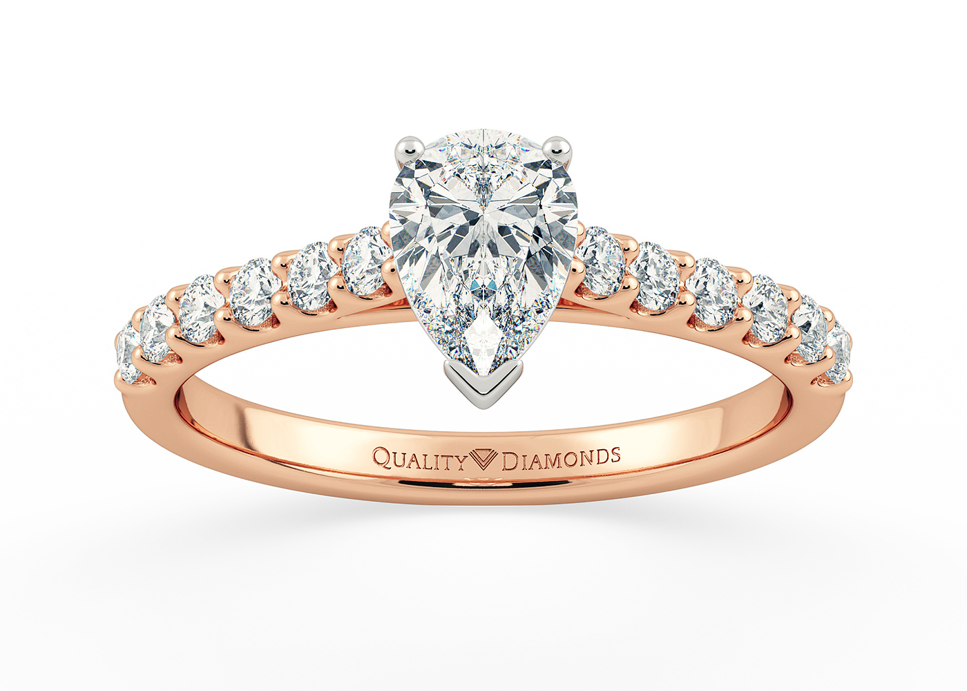 Diamond Set Pear Milena Diamond Ring in 18K Rose Gold