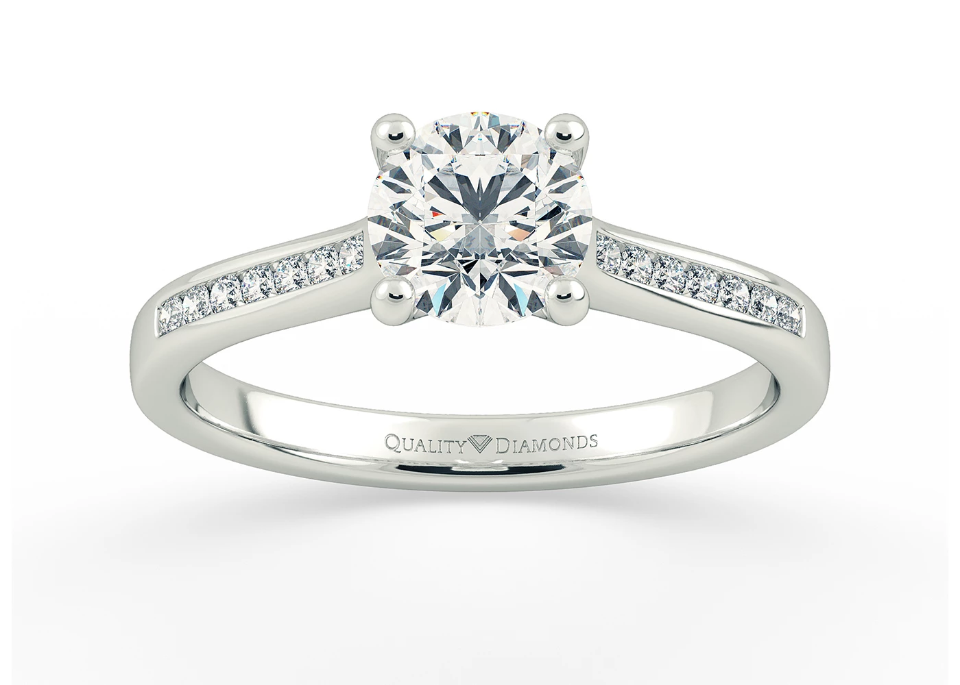 Diamond Set Round Brilliant Estee Diamond Ring in Palladium