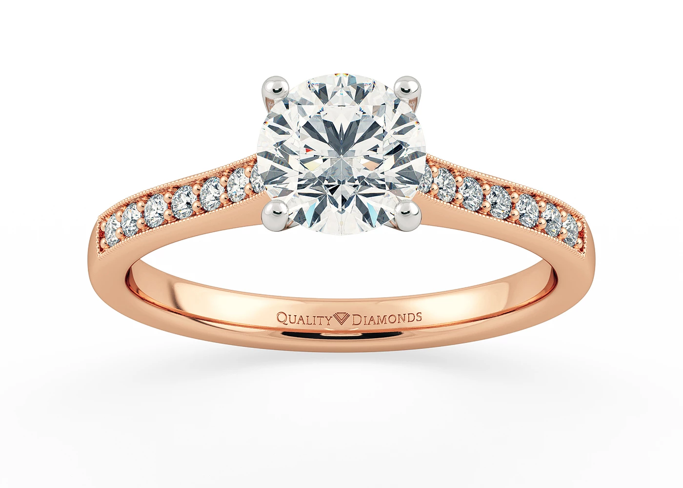 Diamond Set Round Brilliant Beau Diamond Ring in 9K Rose Gold