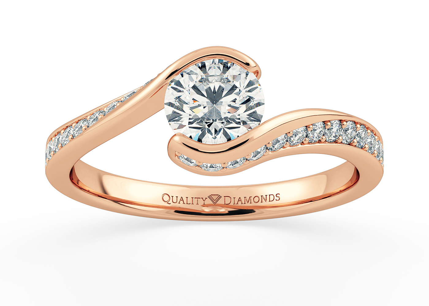 Diamond Set Round Brilliant Hermosa Diamond Ring in 18K Rose Gold