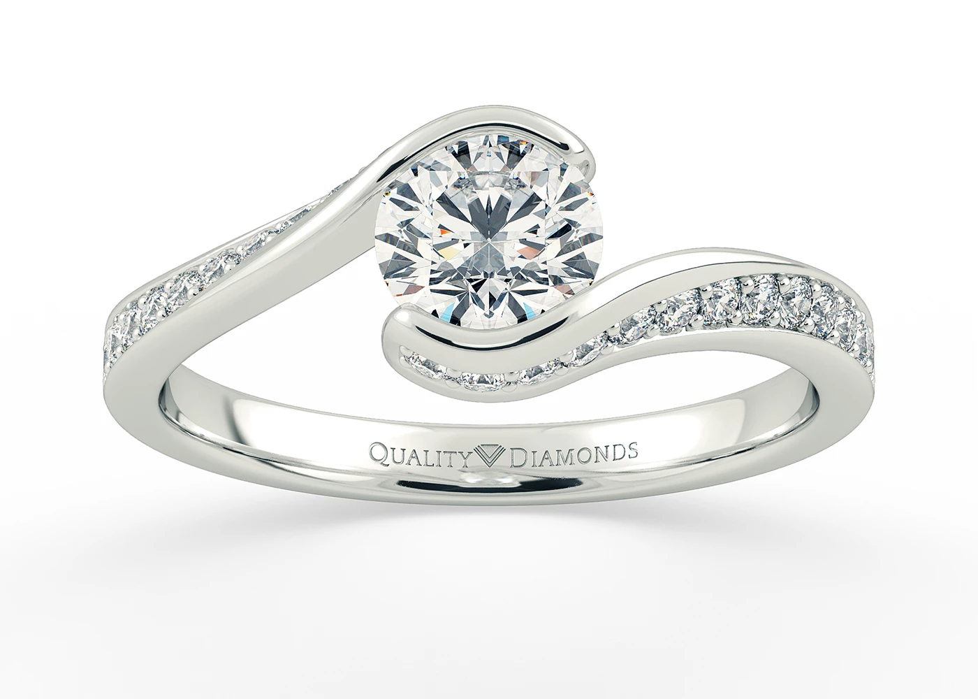 Diamond Set Round Brilliant Hermosa Diamond Ring in 18K White Gold