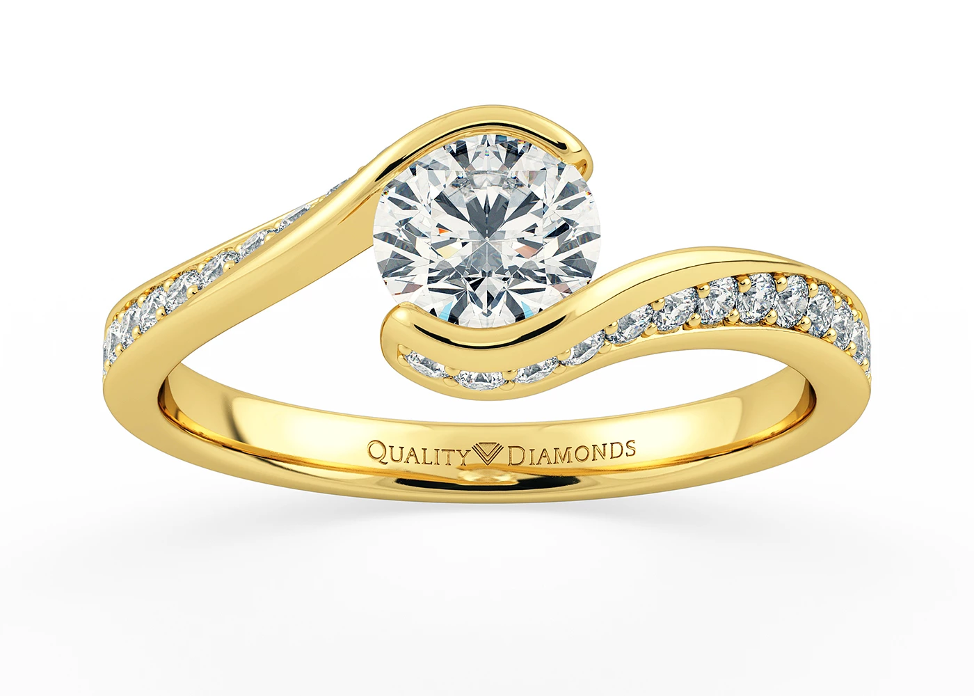 Diamond Set Round Brilliant Hermosa Diamond Ring in 18K Yellow Gold
