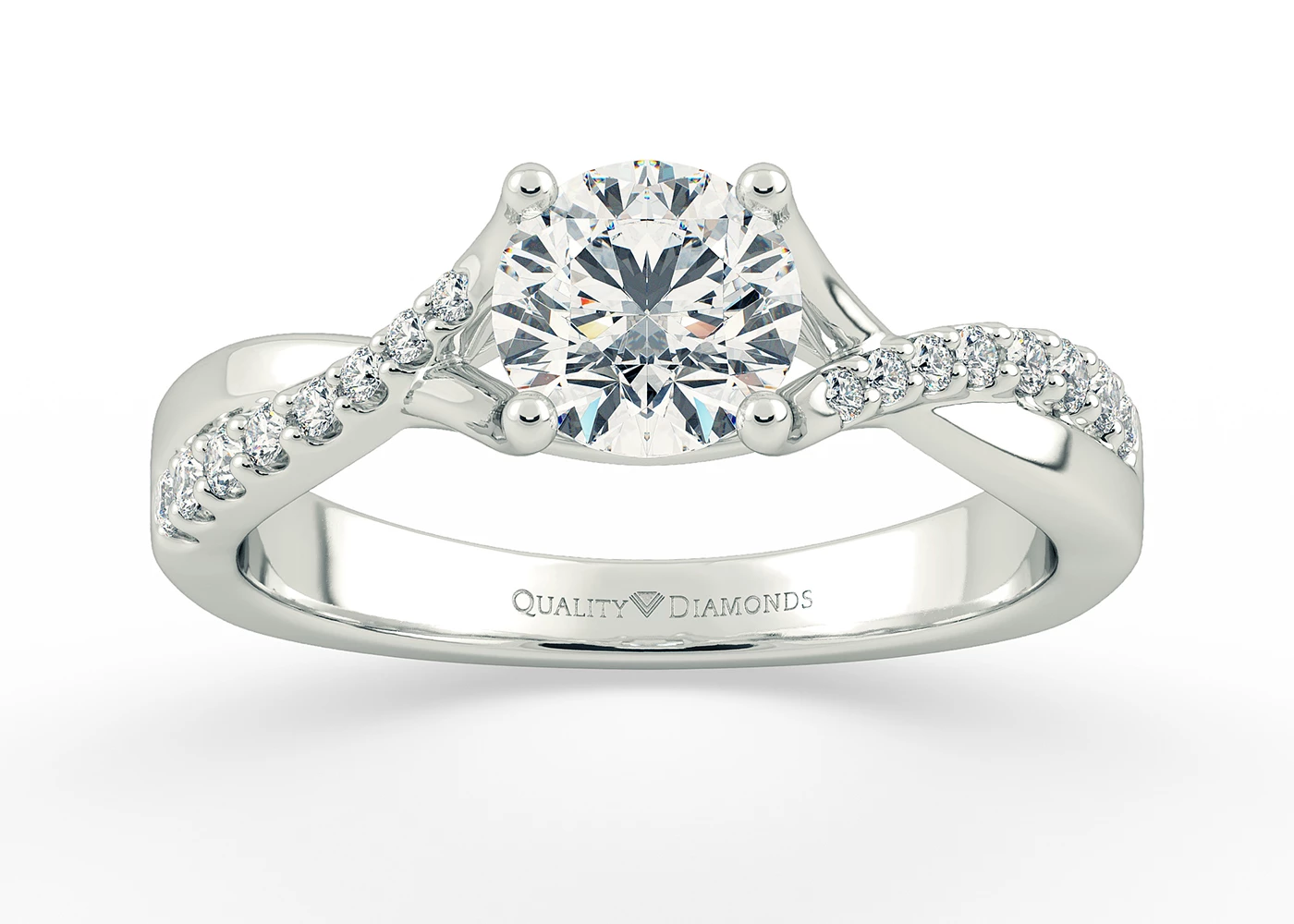 Diamond Set Round Brilliant Athena Diamond Ring in 9K White Gold