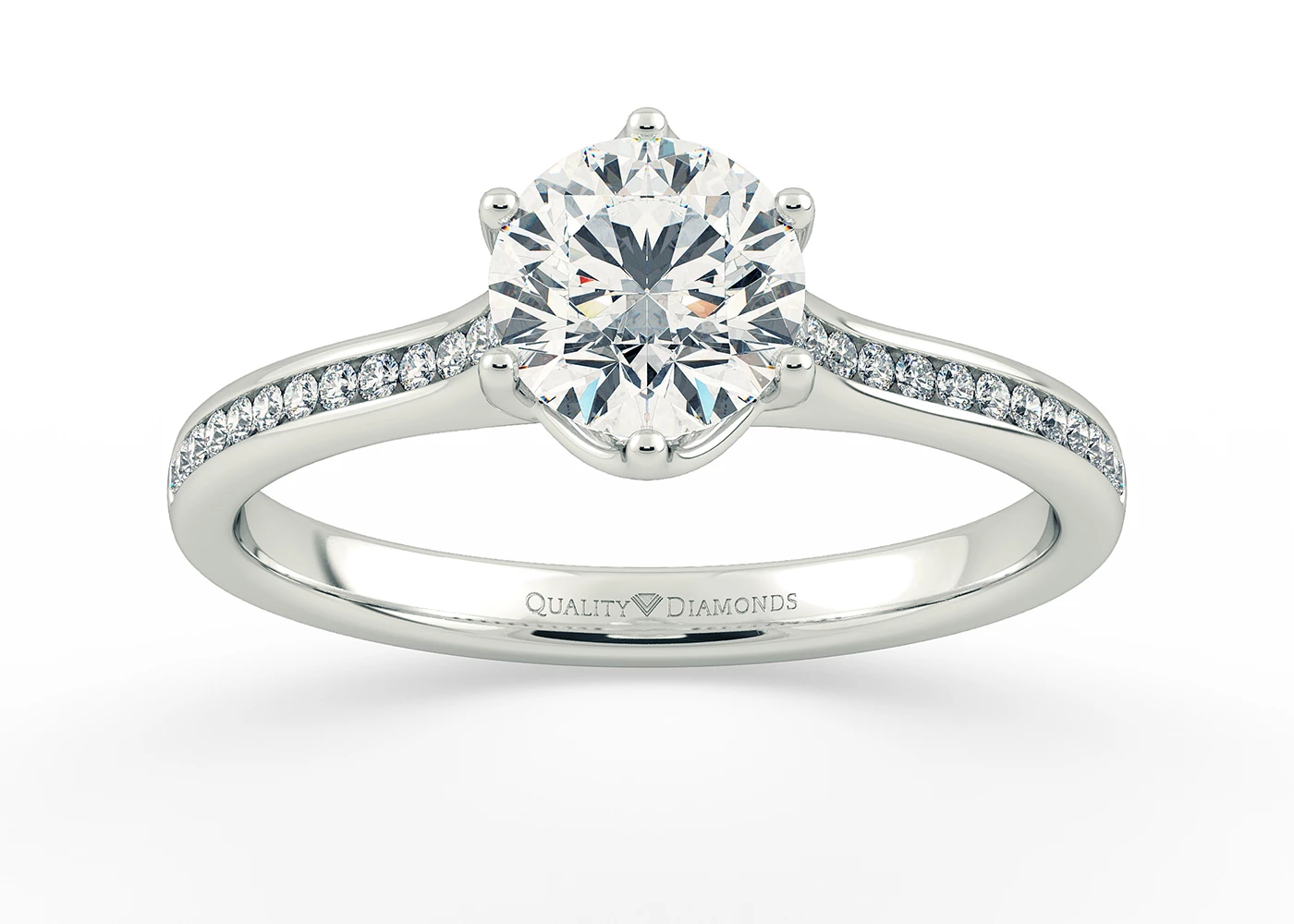 Diamond Set Round Brilliant Promessa Diamond Ring in 18K White Gold