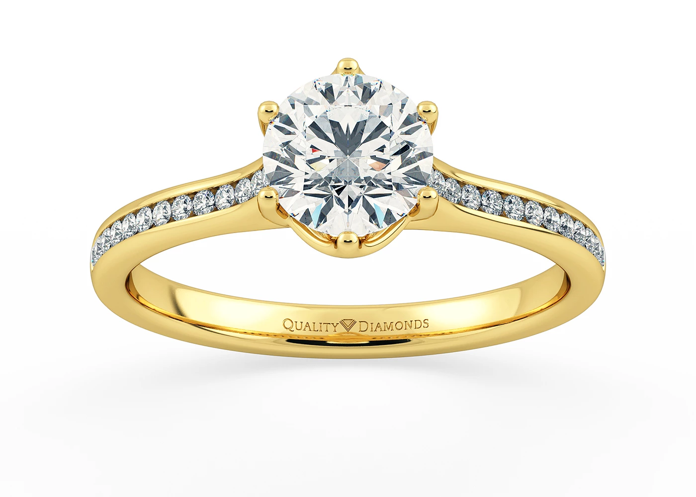 Diamond Set Round Brilliant Promessa Diamond Ring in 18K Yellow Gold