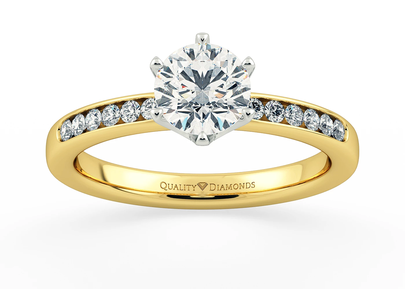 Diamond Set Round Brilliant Amore Diamond Ring in 18K Yellow Gold