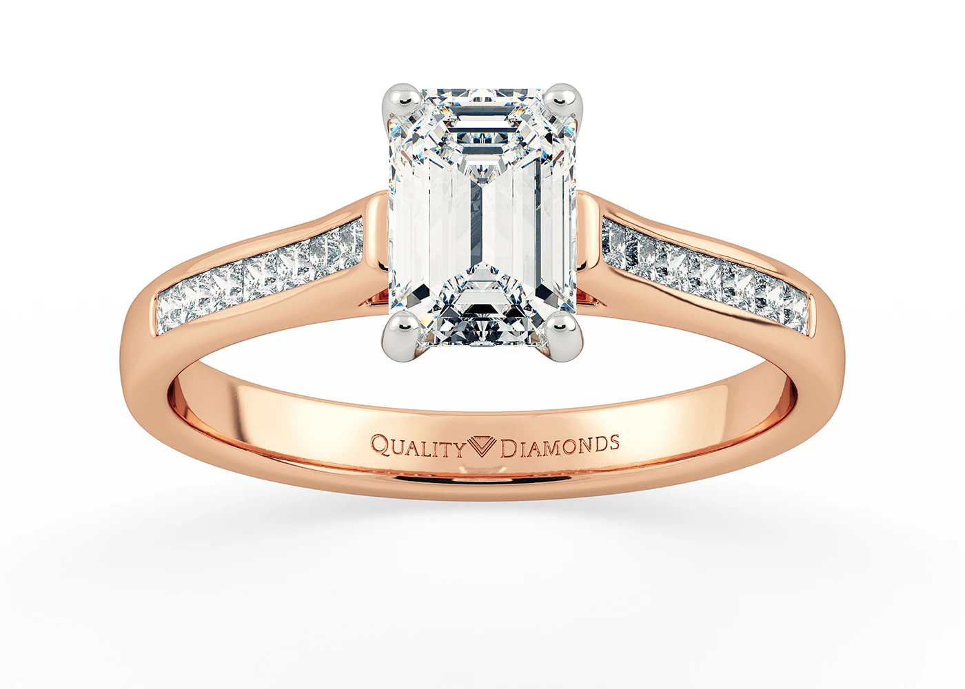 Diamond Set Emerald Jiya Diamond Ring in 18K Rose Gold