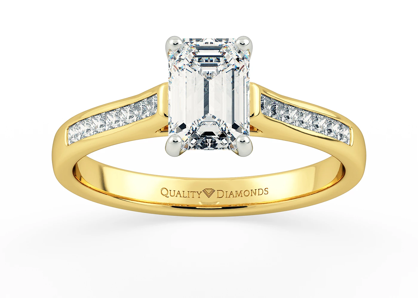 Diamond Set Emerald Jiya Diamond Ring in 18K Yellow Gold