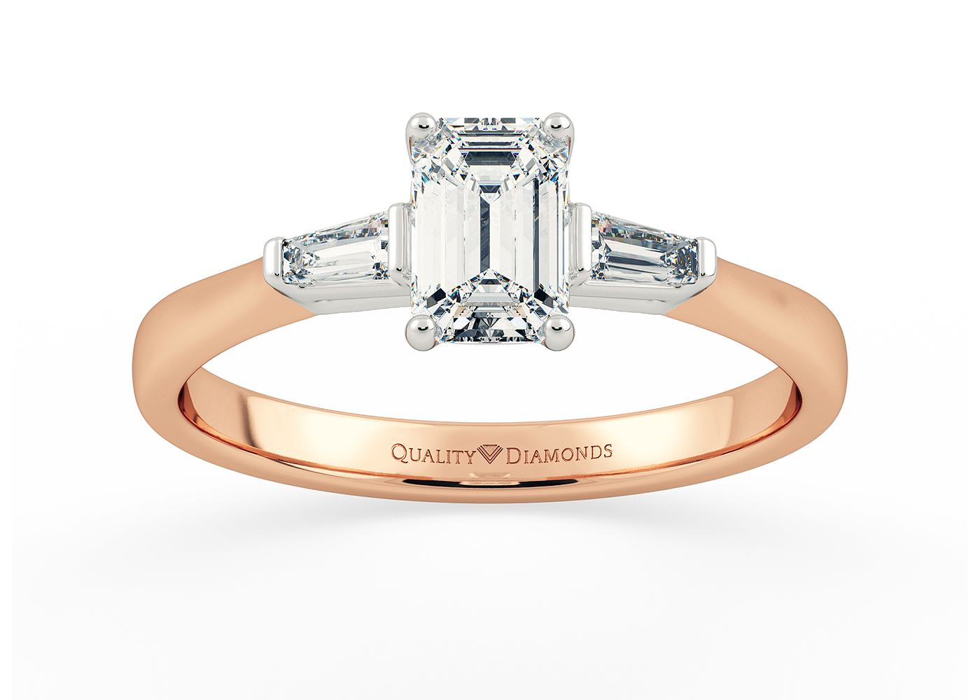 Diamond Set Emerald Vida Diamond Ring in 18K Rose Gold