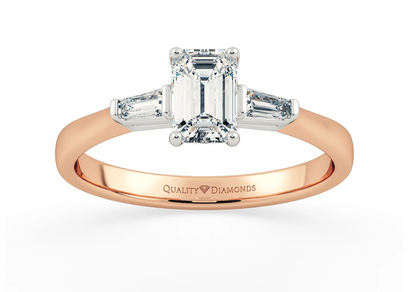 Diamond Set Emerald Vida Diamond Ring in 9K Rose Gold