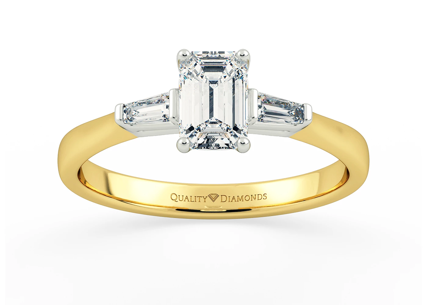 Diamond Set Emerald Vida Diamond Ring in 9K Yellow Gold