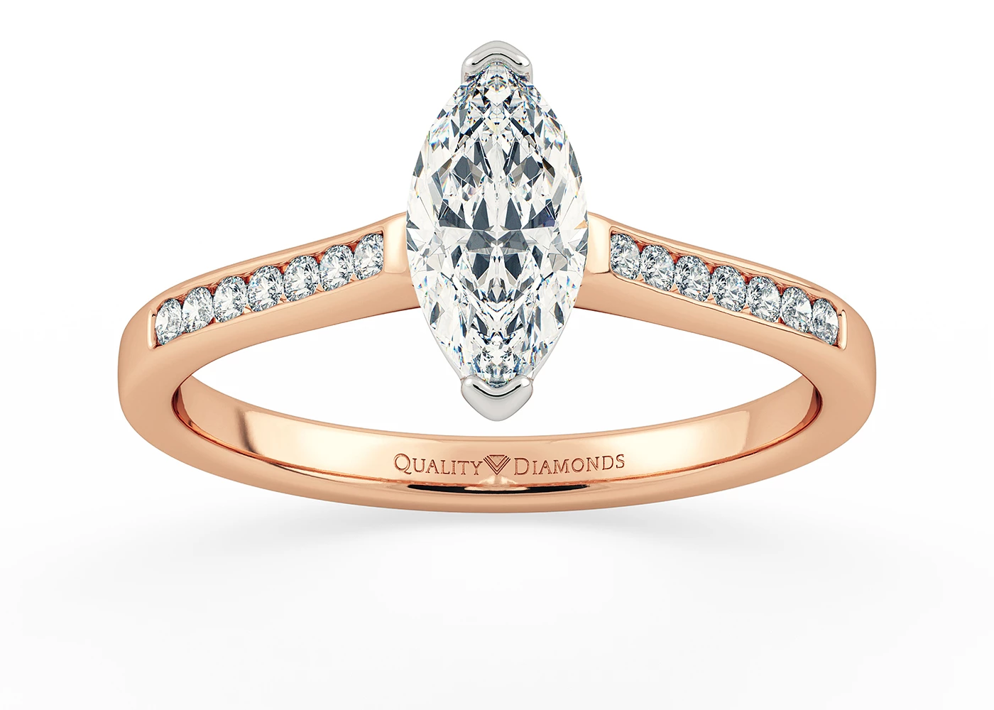 Diamond Set Marquise Hera Diamond Ring in 9K Rose Gold