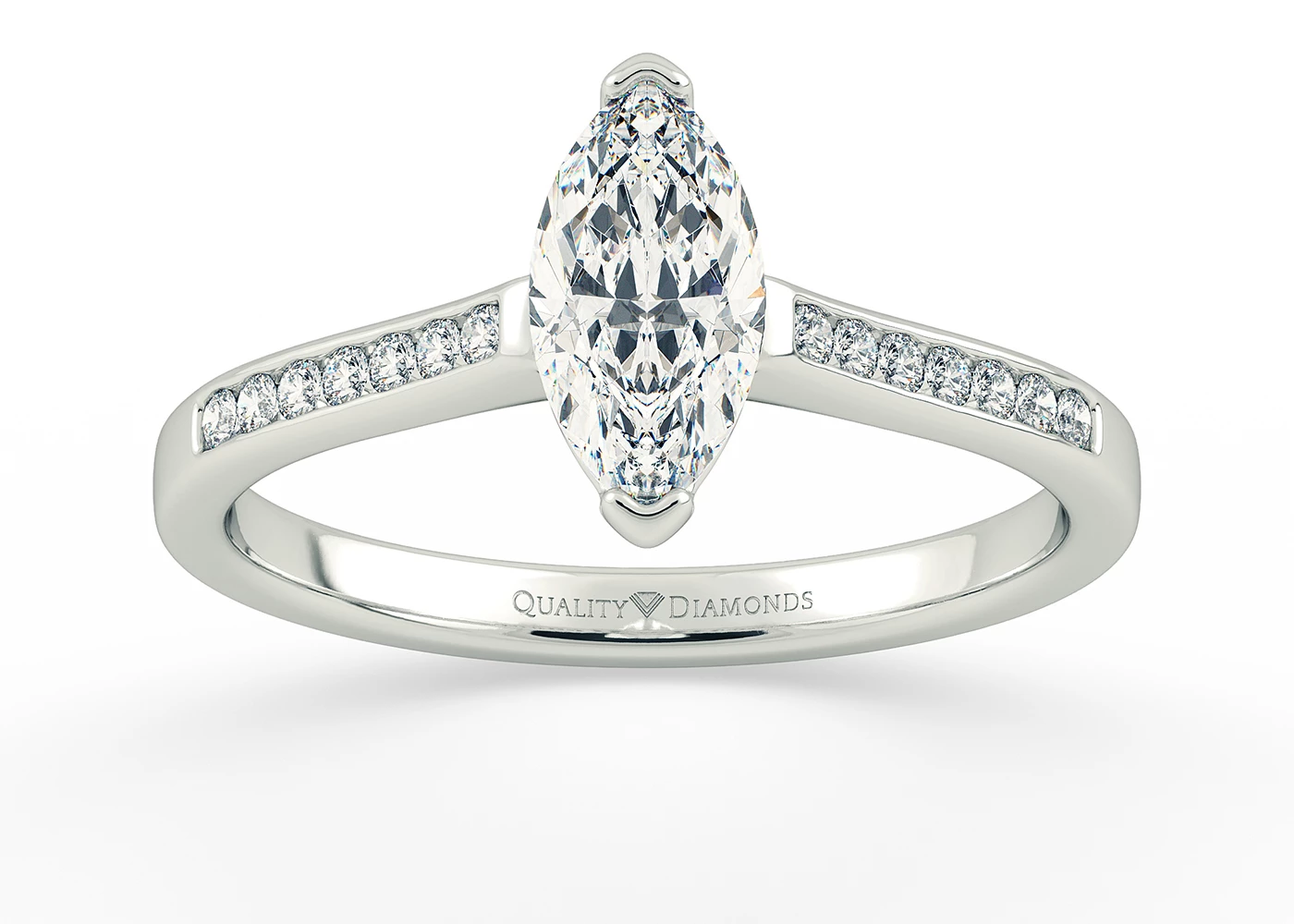 Diamond Set Marquise Hera Diamond Ring in 18K White Gold