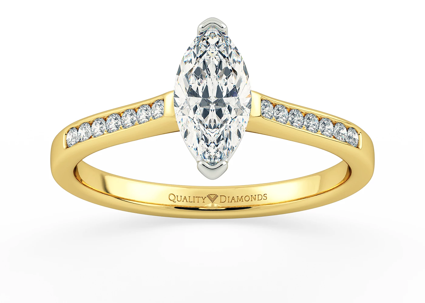 Diamond Set Marquise Hera Diamond Ring in 9K Yellow Gold