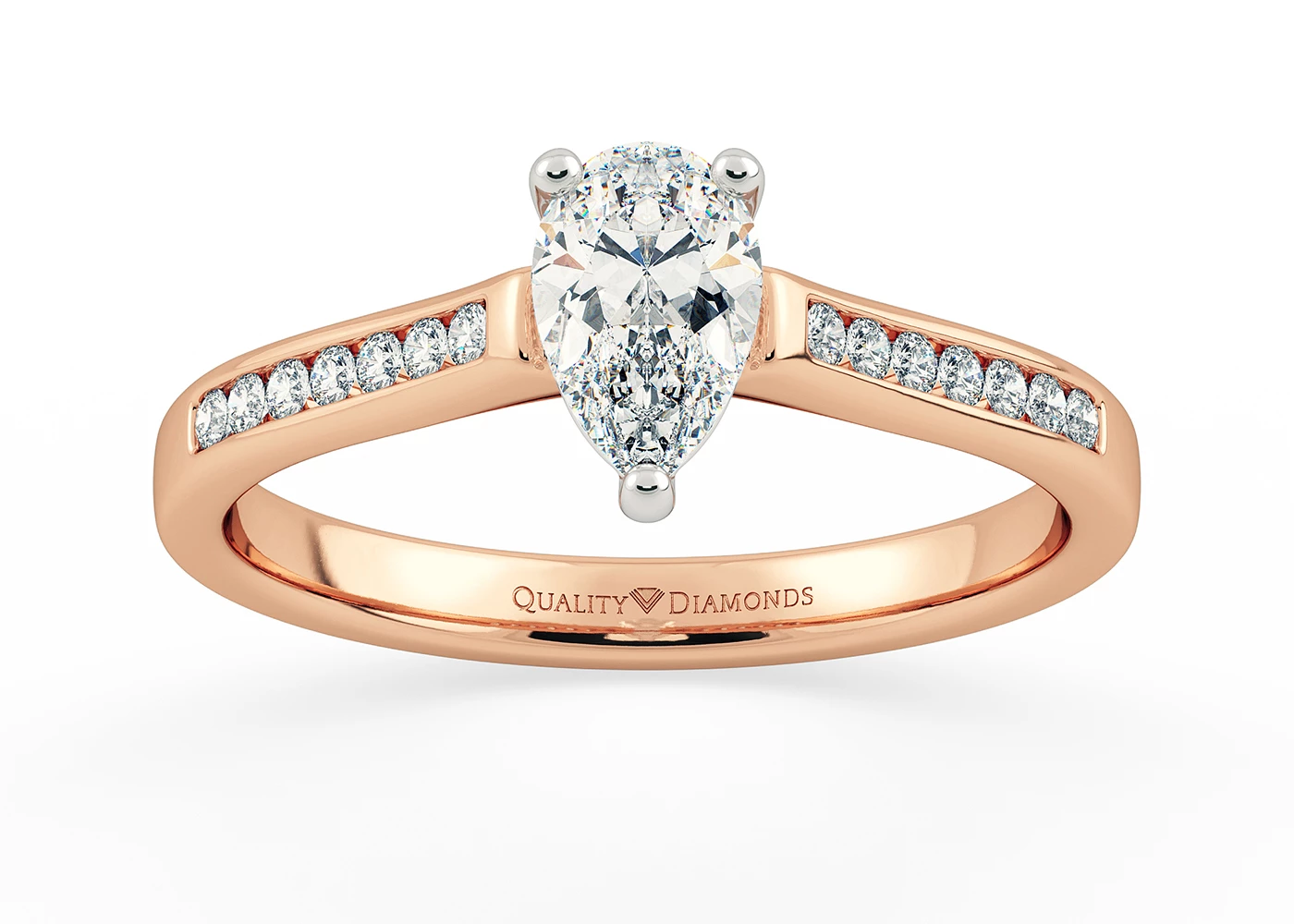 Diamond Set Pear Hera Diamond Ring in 18K Rose Gold