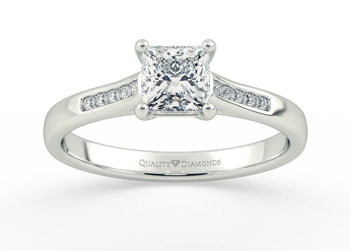 Diamond Set Princess Delara Diamond Ring in Palladium