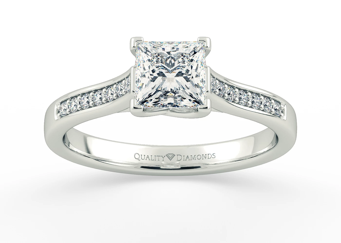 Diamond Set Princess Minna Diamond Ring in 18K White Gold