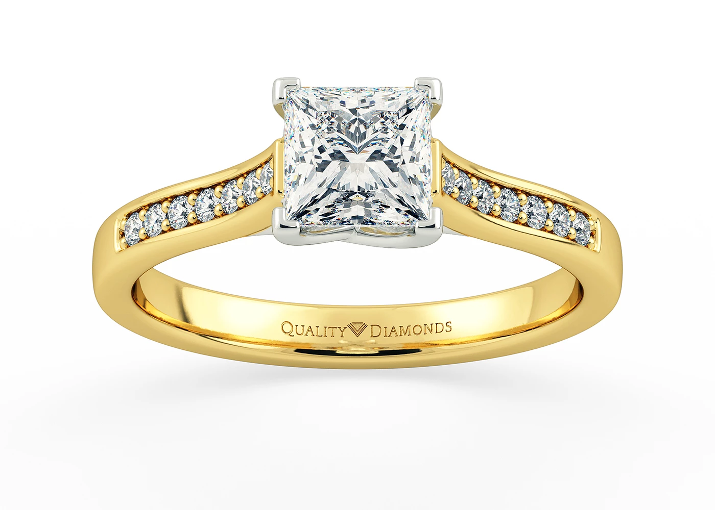 Diamond Set Princess Minna Diamond Ring in 18K Yellow Gold