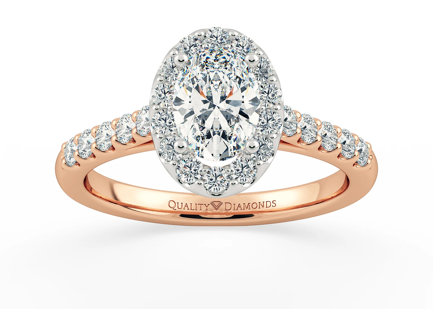 Diamond Set Oval Bijou Diamond Ring in 9K Rose Gold