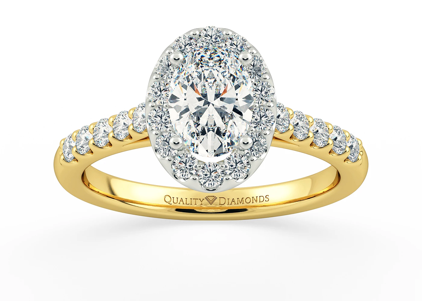 Diamond Set Oval Bijou Diamond Ring in 9K Yellow Gold