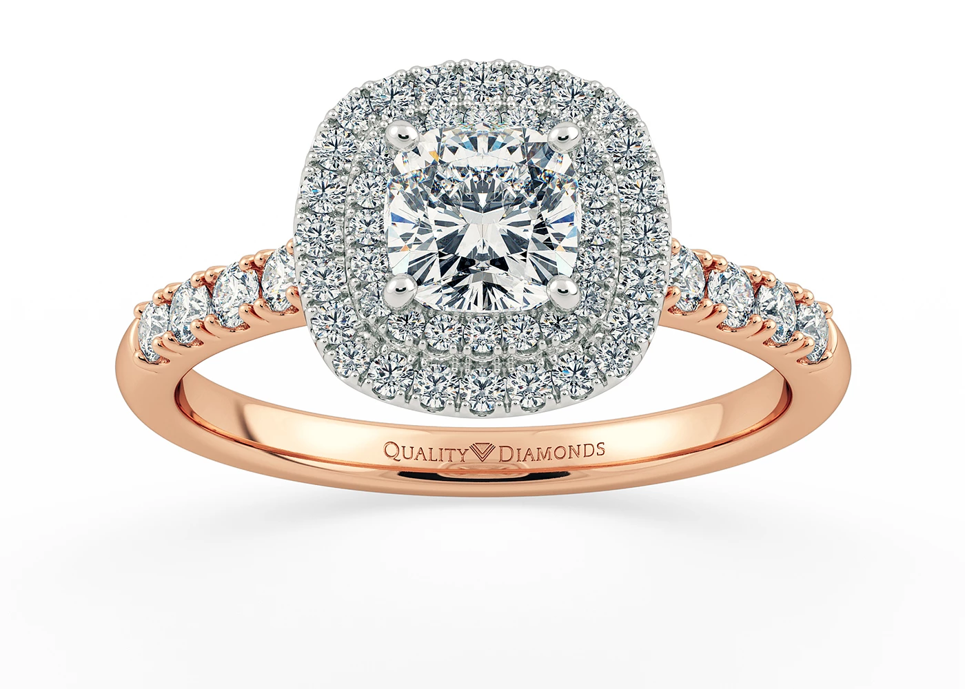 Diamond Set Cushion Eclat Diamond Ring in 9K Rose Gold