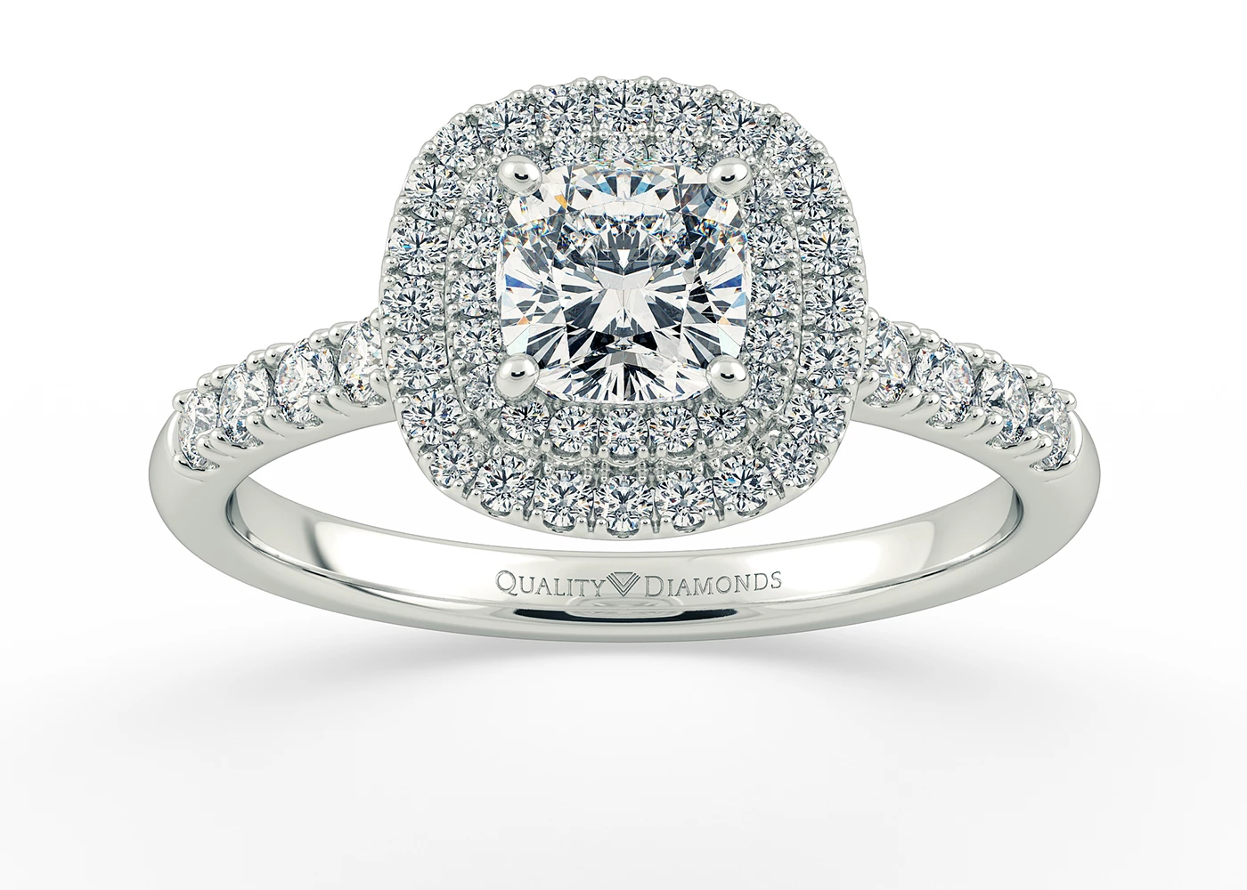 Diamond Set Cushion Eclat Diamond Ring in 18K White Gold