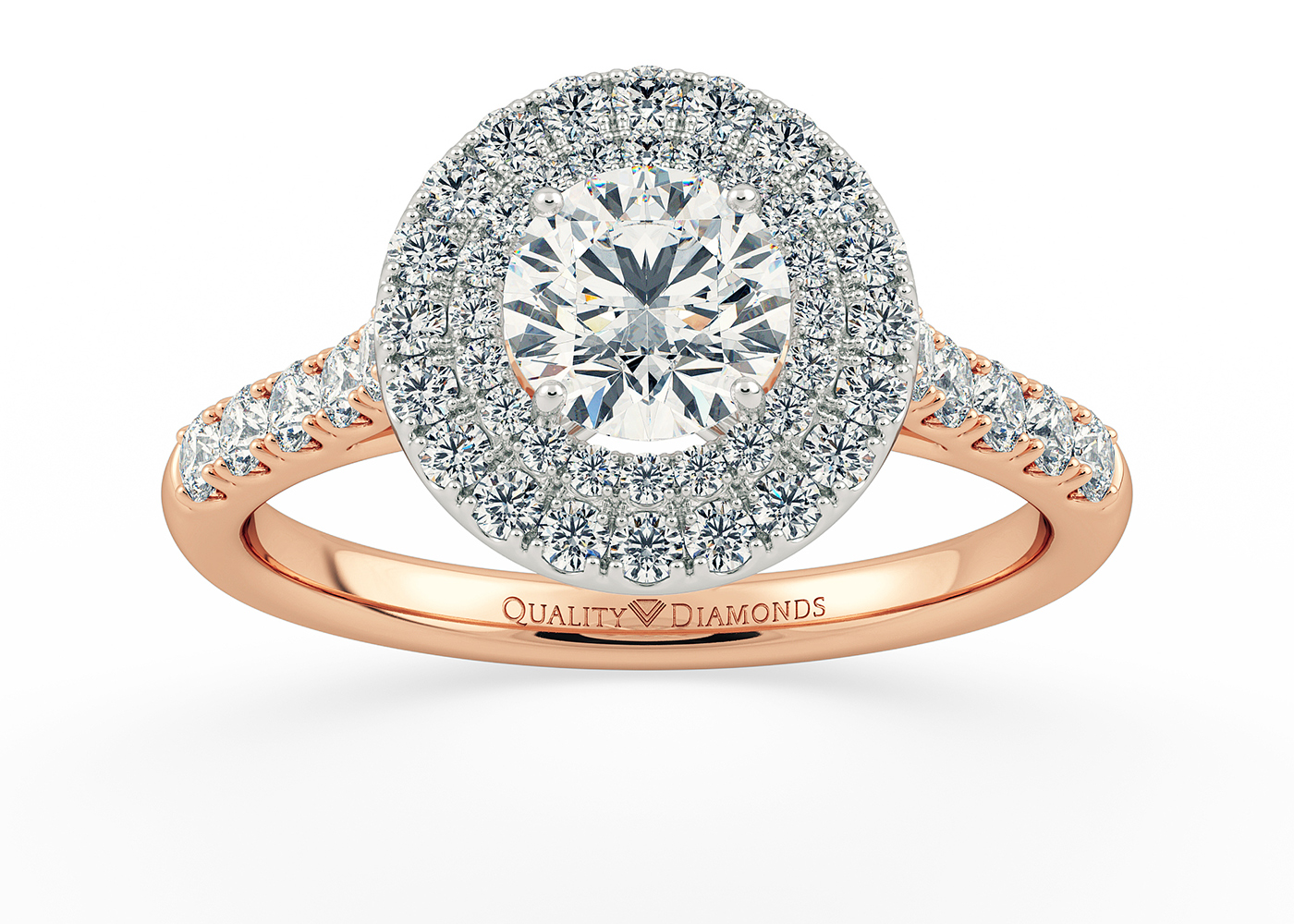 Diamond Set Round Brilliant Eclat Diamond Ring in 18K Rose Gold