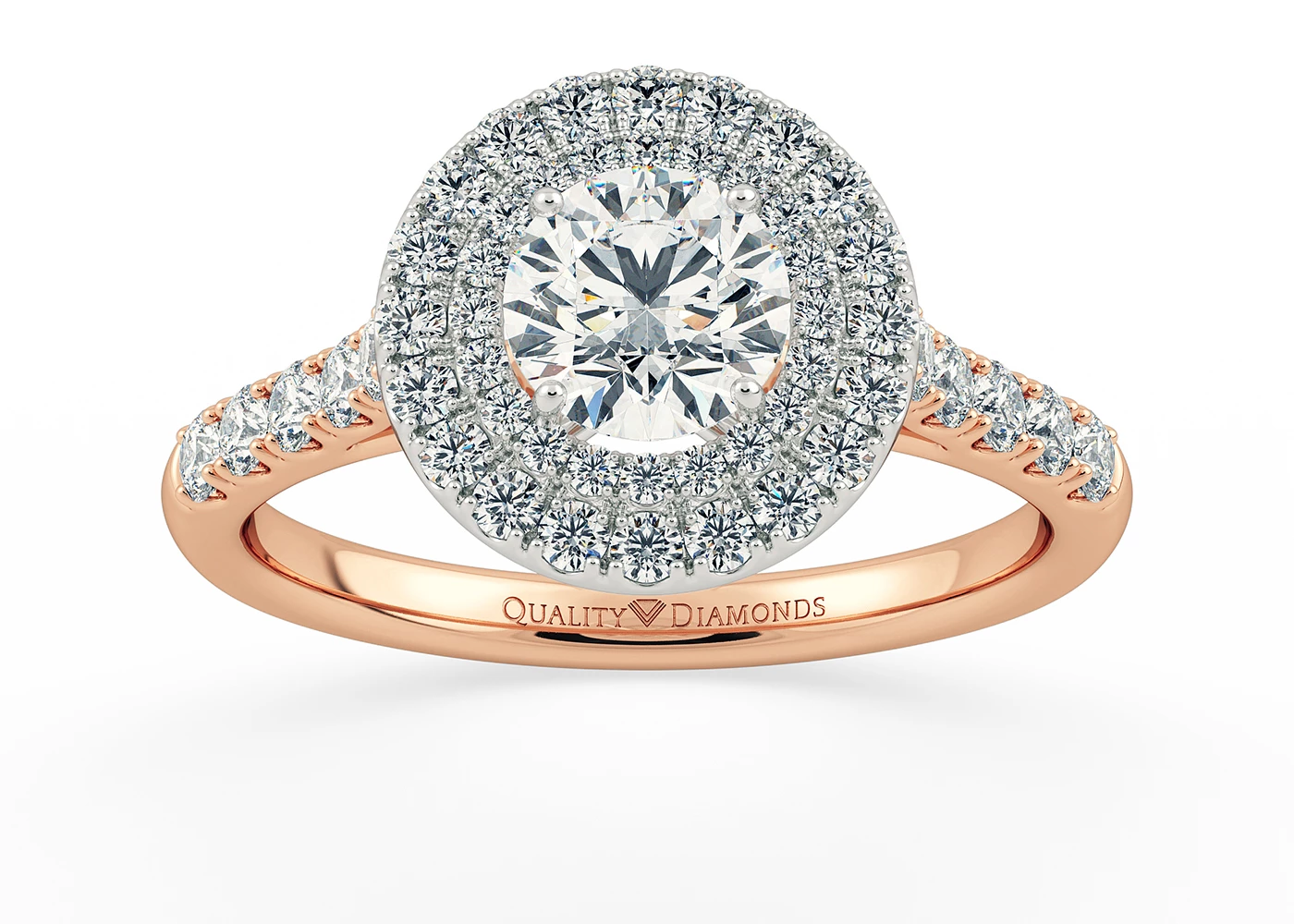 Diamond Set Round Brilliant Eclat Diamond Ring in 18K Rose Gold